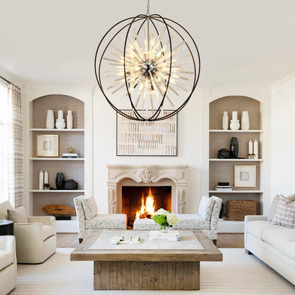 35" 20-Light Modern Chandelier for High Ceilings