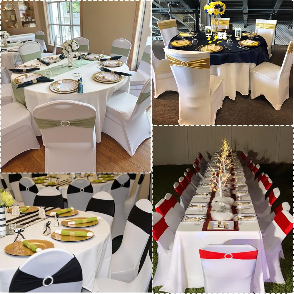 25 Sets Spandex Folding Chair Covers with Sashes Set