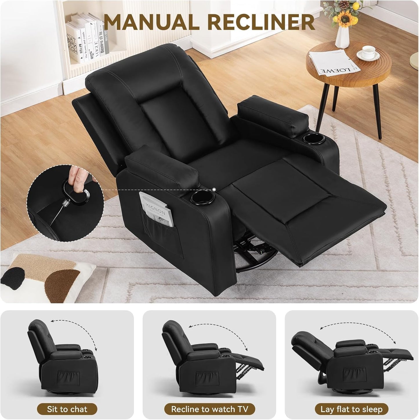 COMHOMA Massage Recliner Chair with Cup Holders