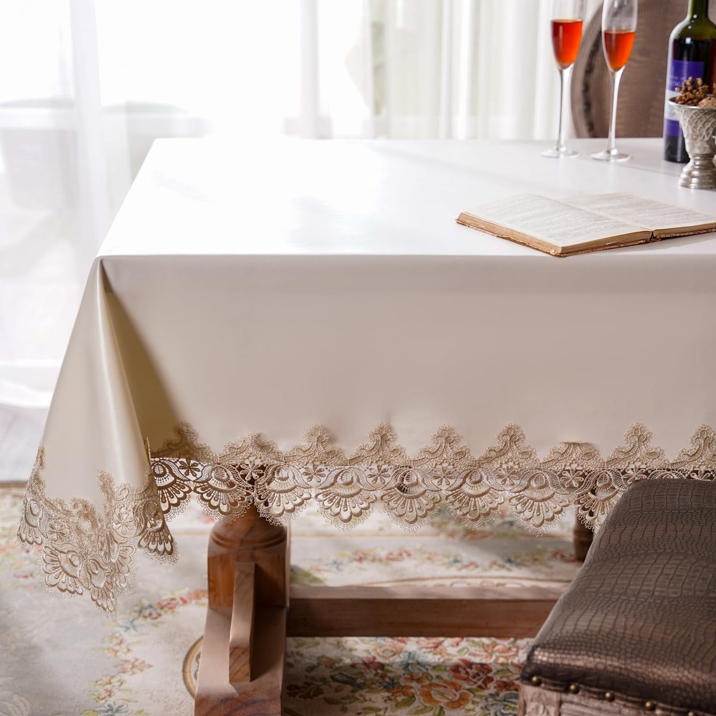 Lace Tablecloth Waterproof Rectangle for Weddings