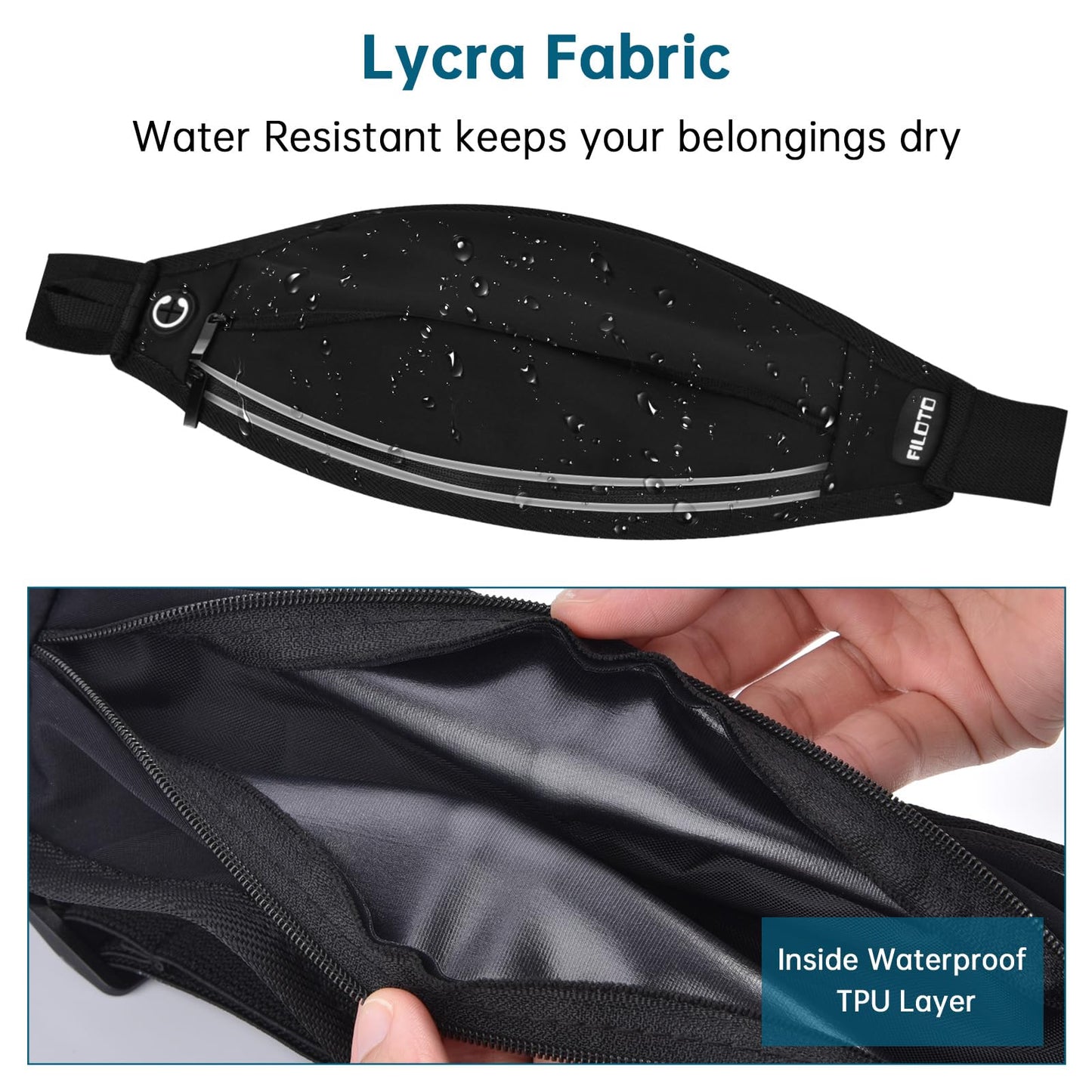 Filoto Running Belt with Reflective Zipper Pockets