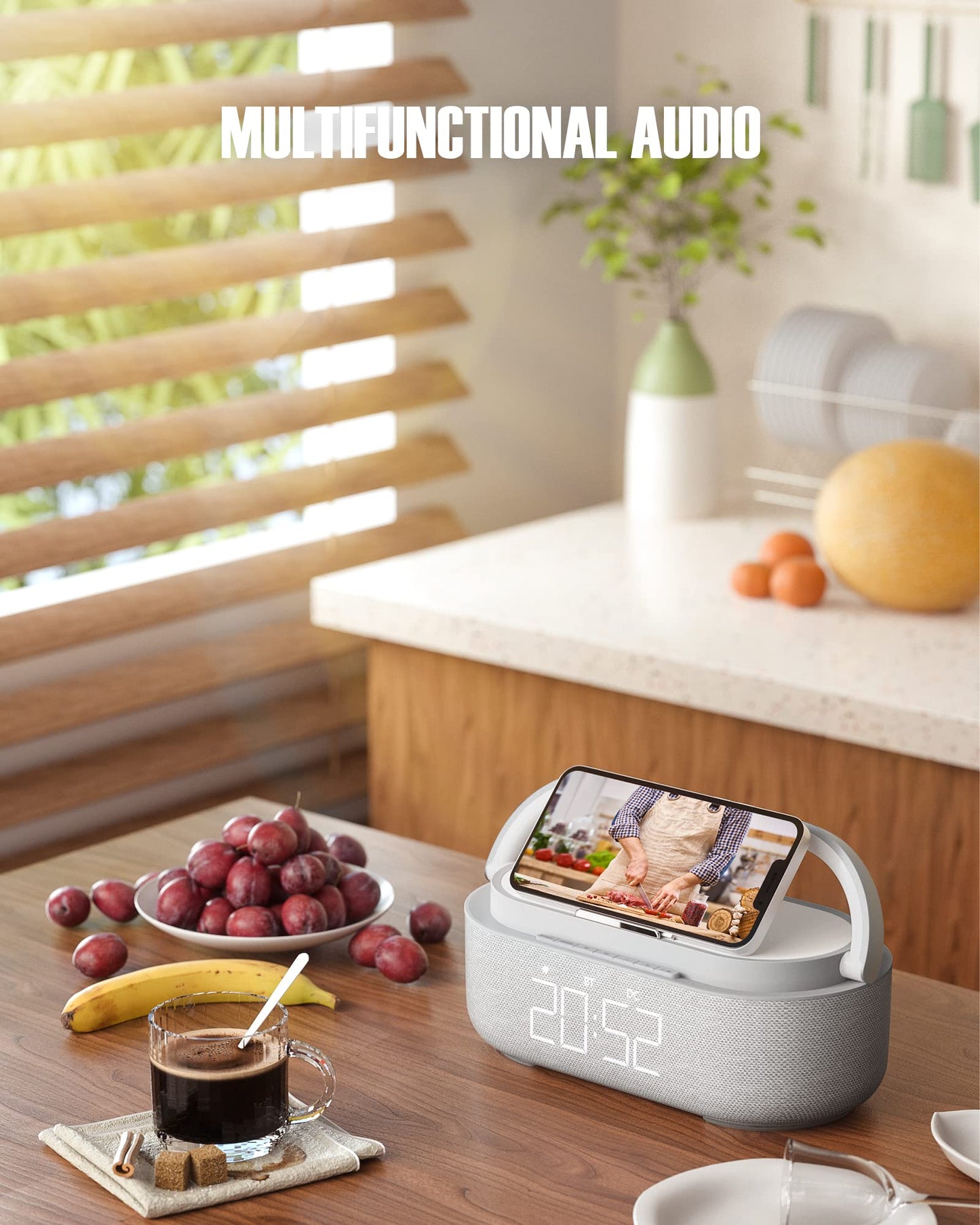 Bluetooth Speaker with Wireless Charger and Night Light