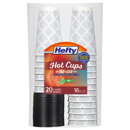 Hefty 16oz Disposable Coffee Cups with Lids