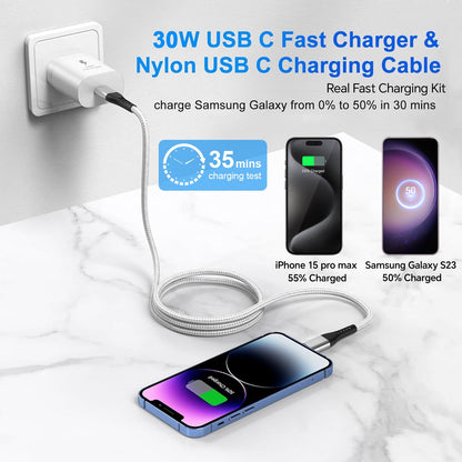 30W USB C Fast Charger with 10FT Cable