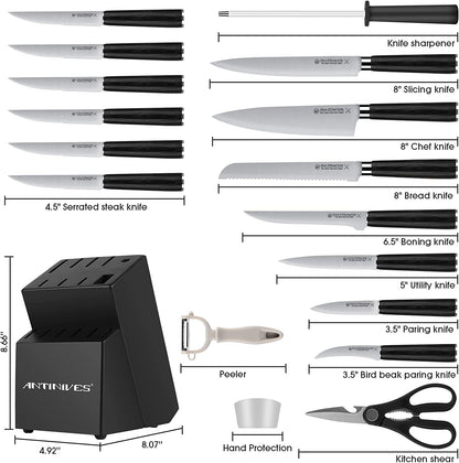 ANTINIVES 18-Piece High Carbon Knife Set