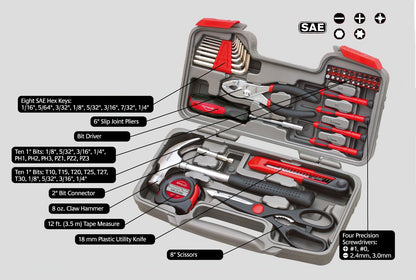 Apollo 39-Piece Household Tool Set in Toolbox