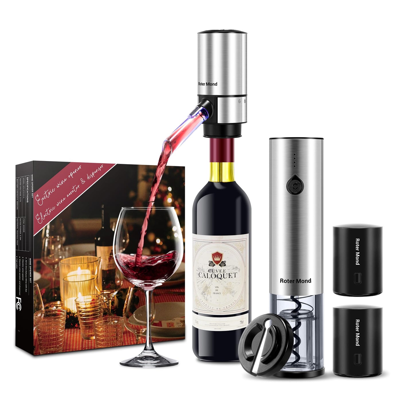 Electric Wine Opener Set with Aerator & Stoppers