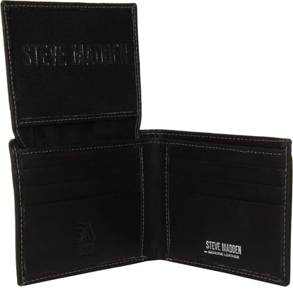 Steve Madden Men's Leather Wallet with Flip Pockets