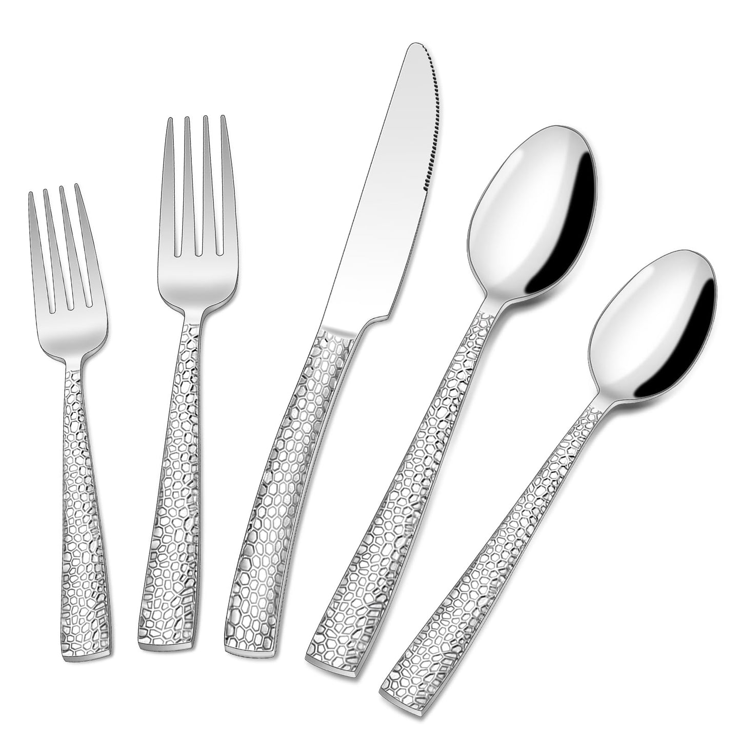 Hammered 40-Piece Stainless Steel Flatware Set