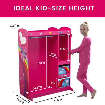 JoJo Siwa Dress and Play Boutique by Delta Children Pretend Play Costume Storage Wardrobe for Kids with Mirror & Shelves