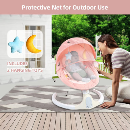 Baby Swing for Infants to Toddler,Electric Portable Baby Swing and Bouncer,Bluetooth Infant Swing for Newborn with Remote Control,10 Music,5 Speed,3 Seat Position,Baby Rocker for Baby 0-9 Month