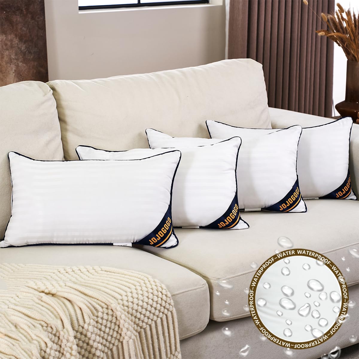 Set of 4 Waterproof Lumbar Pillow Inserts