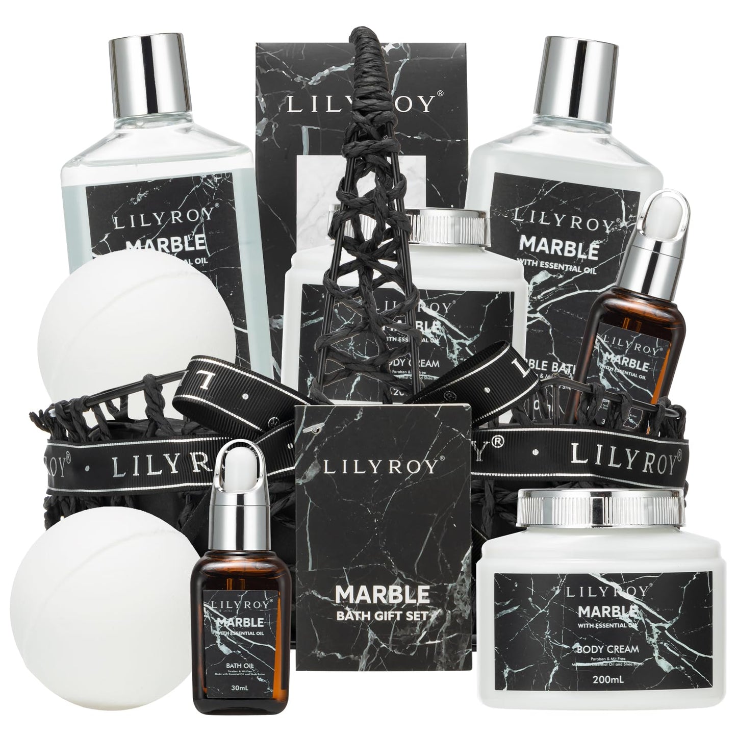 LILY ROY Spa Gift Baskets Set for Men Bath Gift Basket Set for Women Bath and Body Gift Baskets Set Works For Christmas Birthday Skin Care Gifts Set for Father Mother's Day Gift Set for Women Men