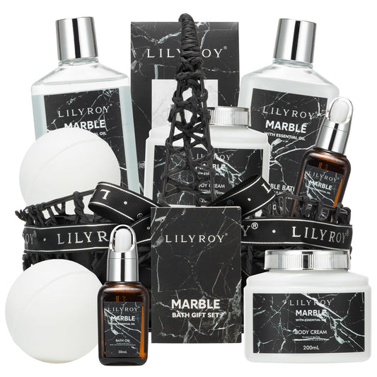 LILY ROY Spa Gift Baskets Set for Men Bath Gift Basket Set for Women Bath and Body Gift Baskets Set Works For Christmas Birthday Skin Care Gifts Set for Father Mother's Day Gift Set for Women Men