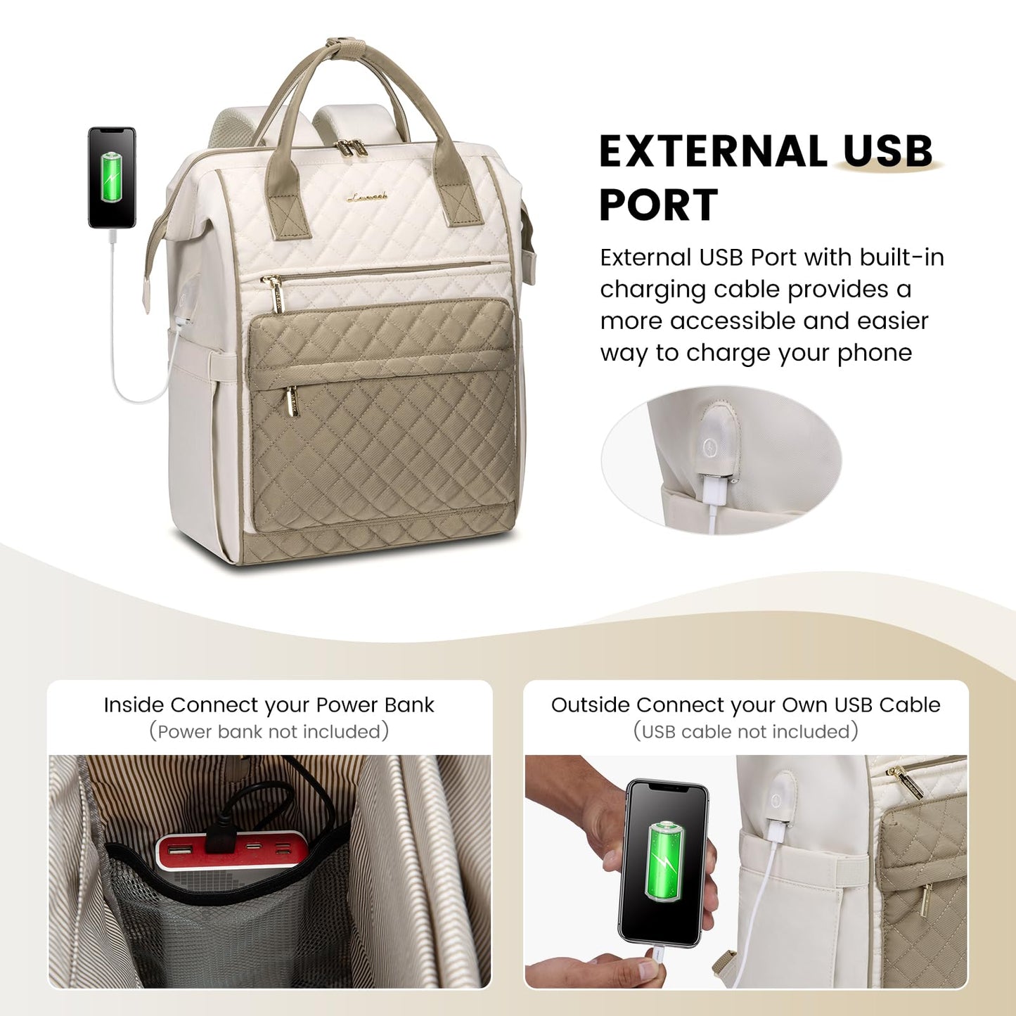 LOVEVOOK Waterproof Laptop Backpack with USB Port