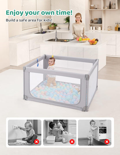 Foldable Baby Playpen with Safety Gate