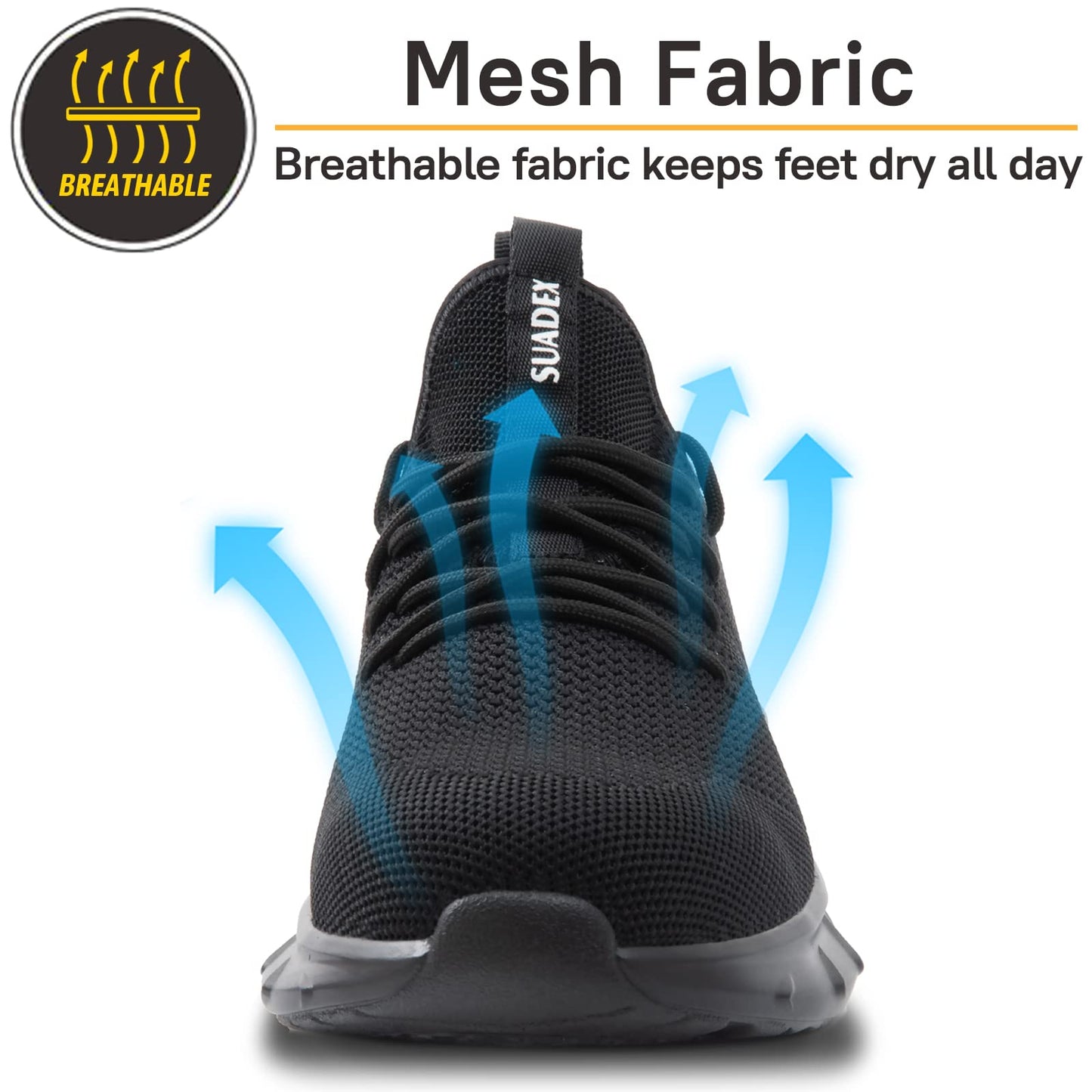 SUADEX Steel Toe Shoes for Men Lightweight Indestructible Work Shoes Women Breathable Safety Shoes for Industrial Coustruction Black 12 Women/10.5 Men