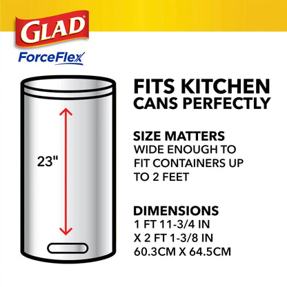 GLAD ForceFlex Tall Kitchen Drawstring Trash Bags, 13 Gallon White Trash Bag for Kitchen Trash Can, Gain Original Scent, Odor Shield, Odor Eliminator, Leak Protection, 110 Count