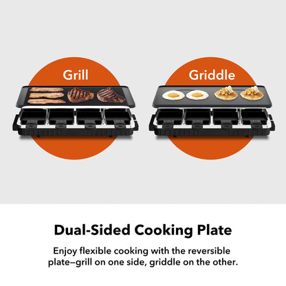 Electric Raclette Grill with 8 Warming Trays