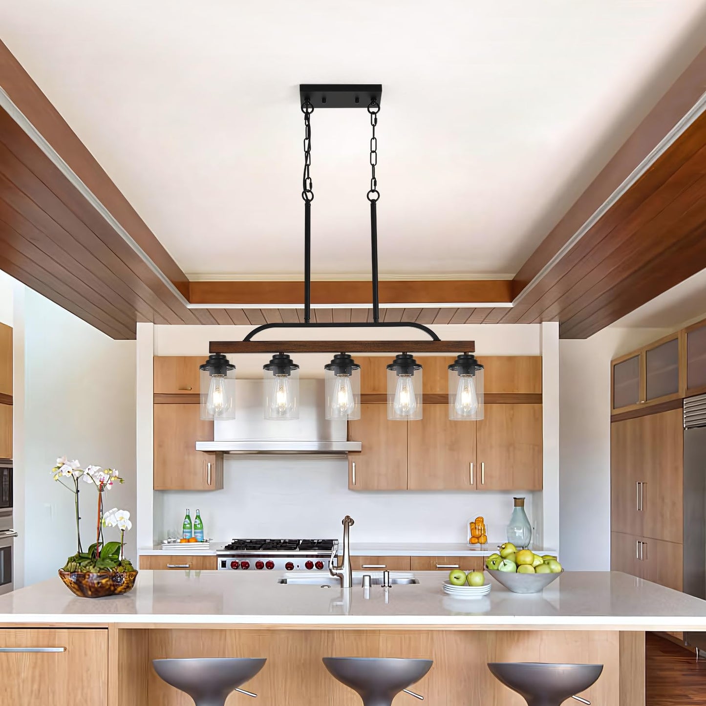 KEESFU 5-Light Farmhouse Pendant Light Fixture