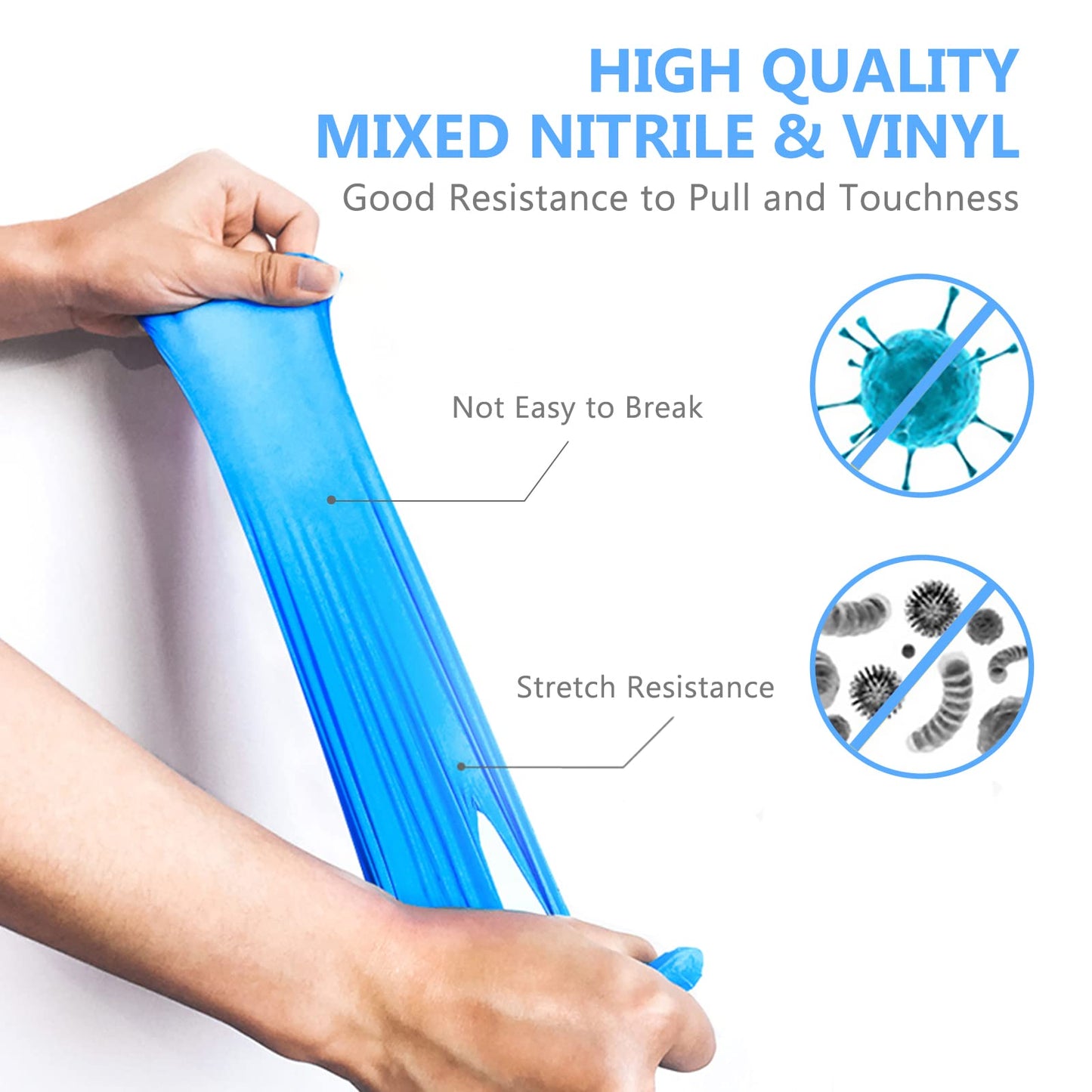 squish Disposable Gloves, Blue Vinyl Gloves Latex Free Powder-Free Gloves Health Rubber Gloves for Kitchen Cooking Food Handling, 200PCS, Medium