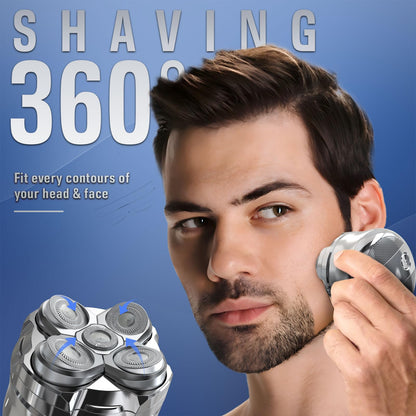 Waterproof Cordless Electric Head Shaver for Men