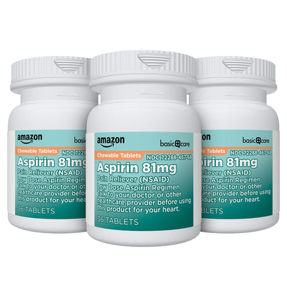 108 Count Amazon Basic Care Aspirin Chewable Tablets