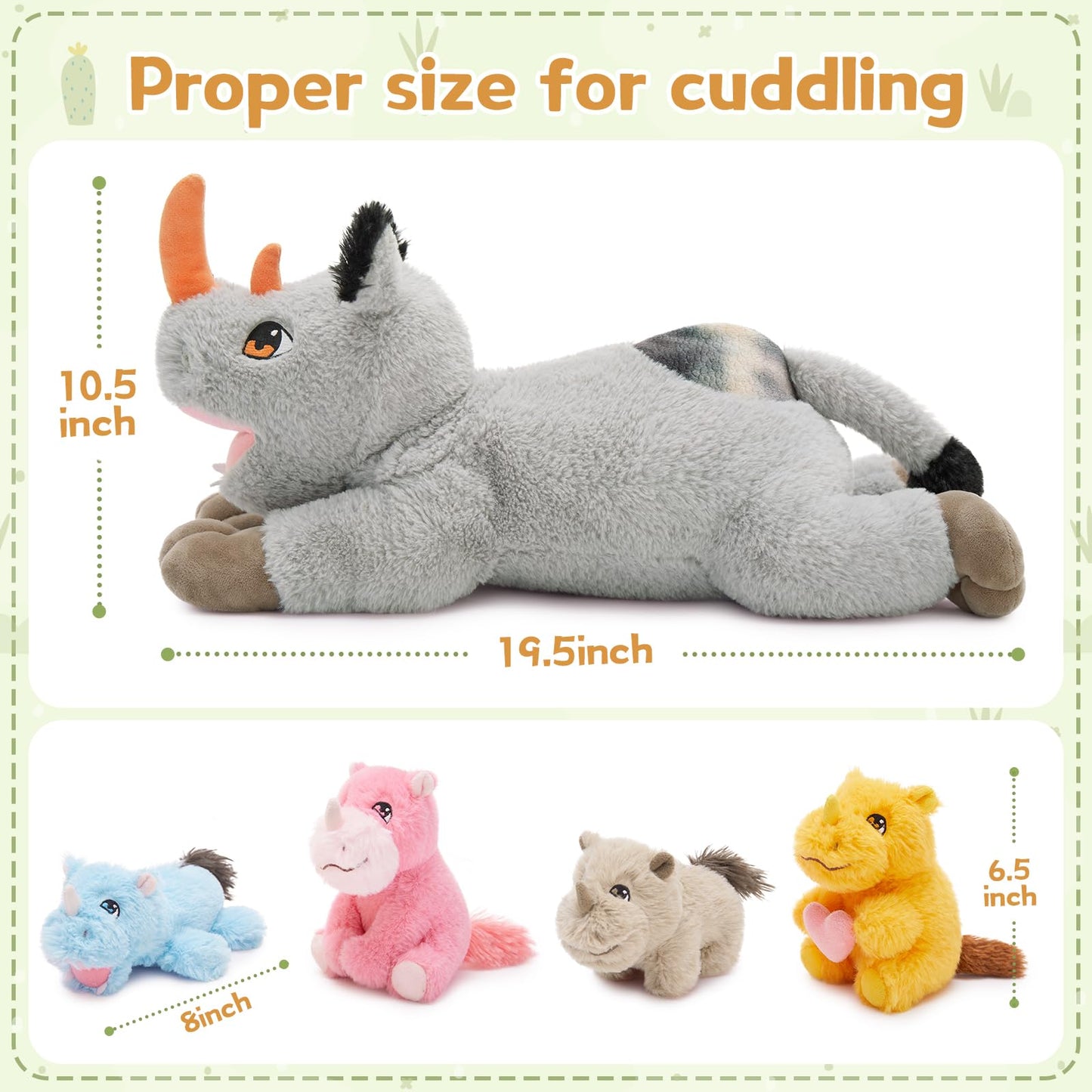 Rhino Stuffed Animal Plush with Baby Rhinos Inside