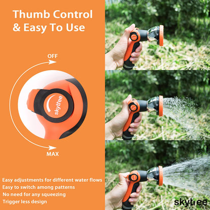Metal Hose Nozzle with 10 Spray Patterns