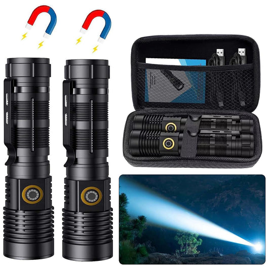 20000 Lumens Rechargeable Tactical Flashlight USB Zoomable