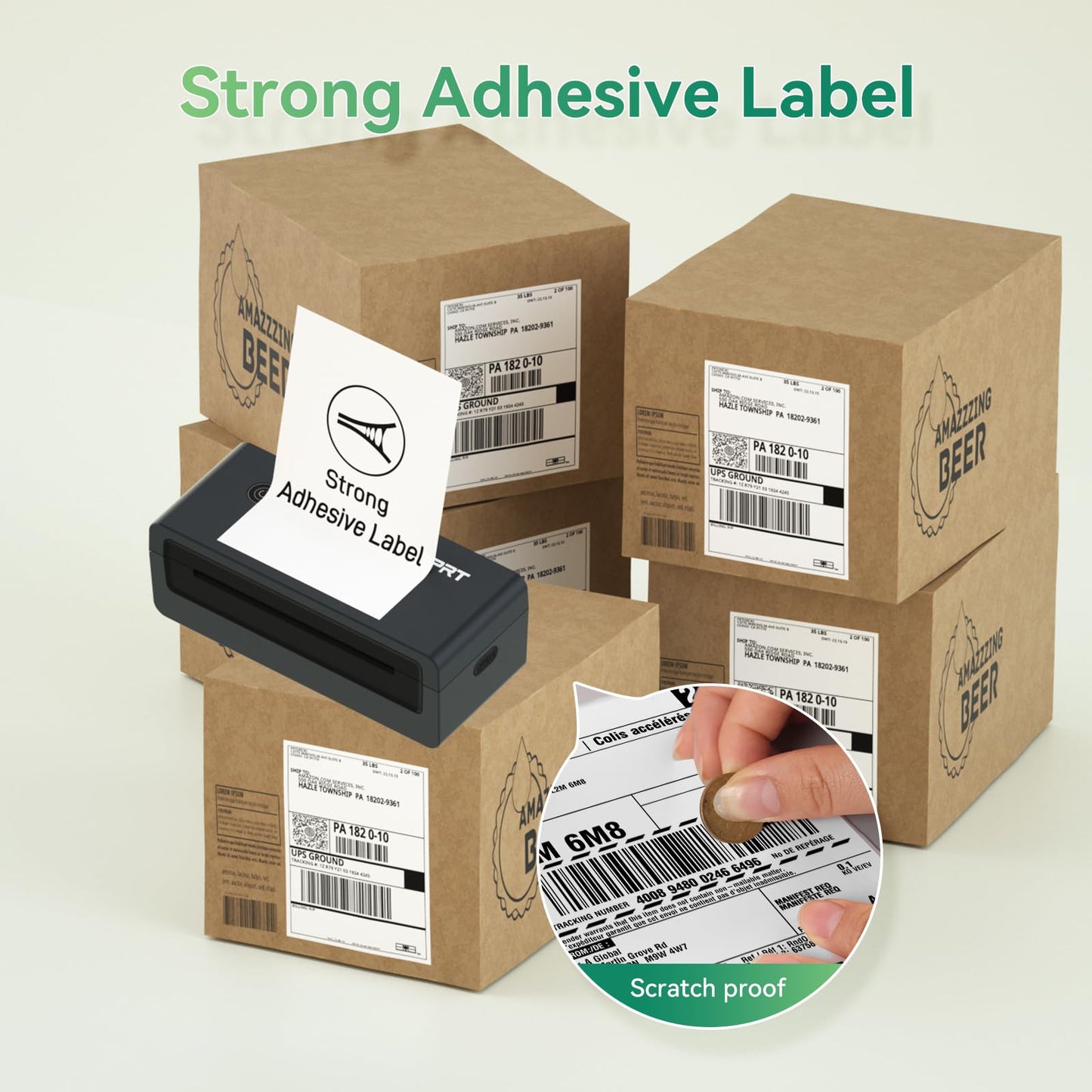 iDPRT Shipping Labels - 4×6 Thermal Direct Shipping Label, Fan-Fold Labels, Thermal Shipping Label for Label Printer, 500 Labels Per Stack, Address Blank Labels for Office, Strong Adhesive Labels