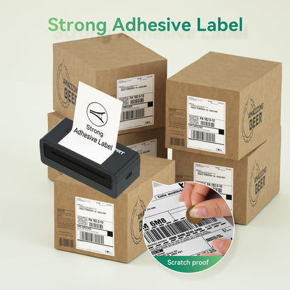 iDPRT Shipping Labels - 4×6 Thermal Direct Shipping Label, Fan-Fold Labels, Thermal Shipping Label for Label Printer, 500 Labels Per Stack, Address Blank Labels for Office, Strong Adhesive Labels