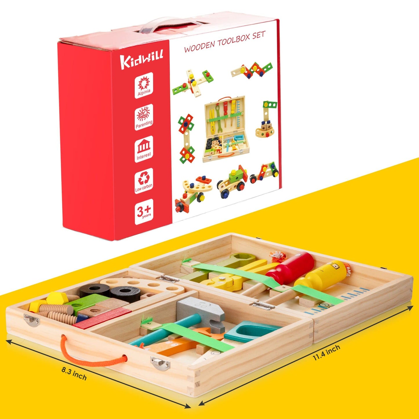36-Piece Kids Wooden Tool Set by KIDWILL