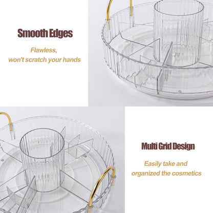 360 Rotating Makeup Organizer for Vanity, Menoeceus Spinning Bathroom Countertop Organizer Cosmetic Display Cases Makeup Tray for Skincare Organizers with Lipstick Organizer (2 Tiers Transparent)