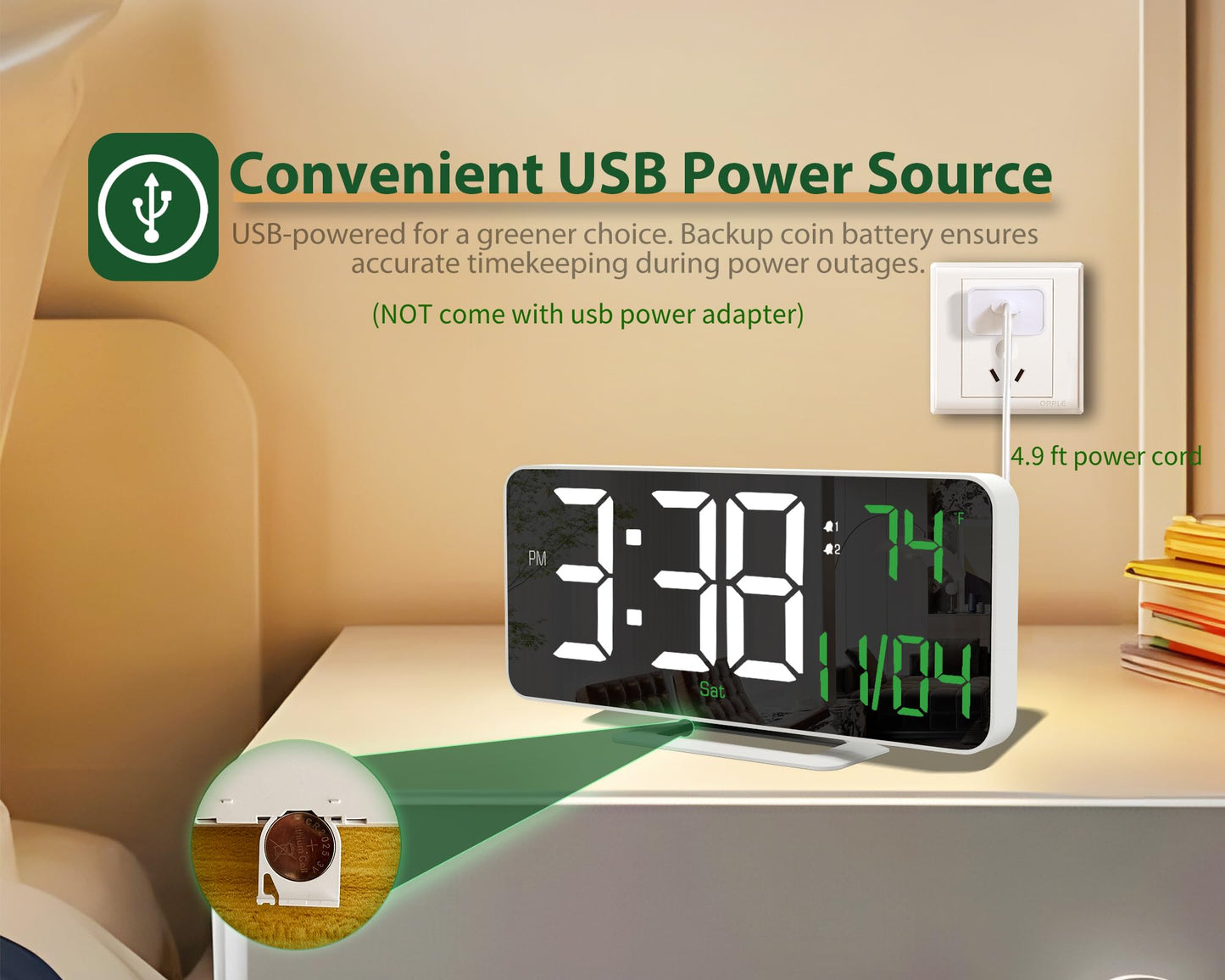 Neasroe 6.7" LED Digital Alarm Clock