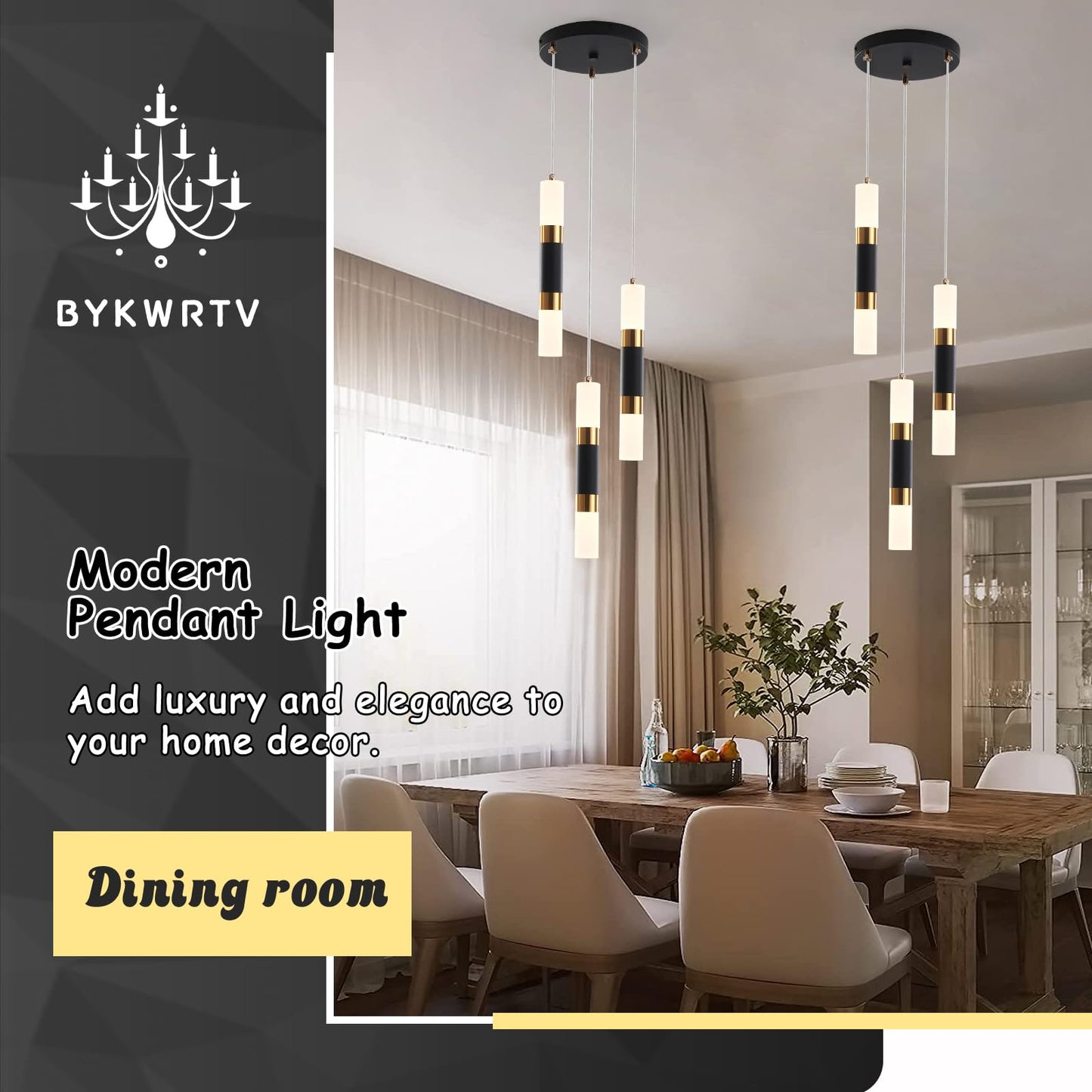 3-Light LED Pendant Lights for Kitchen Island