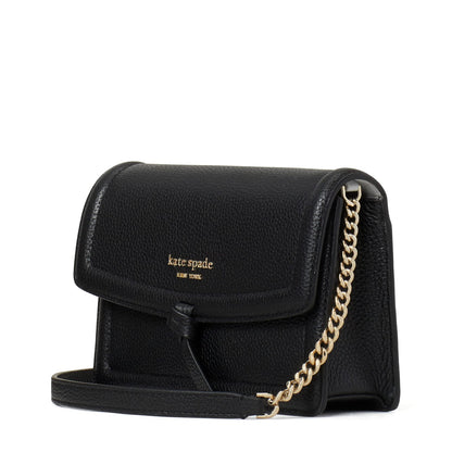 kate spade new york Knott Pebbled Leather Flap Crossbody, Black