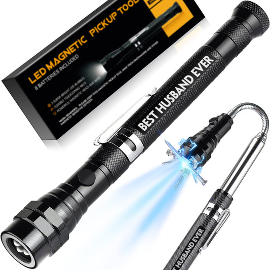 Magnetic Pickup Tool with Flashlight for Him