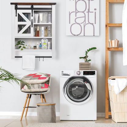 Over Toilet Organizer Cabinet with Barn Door