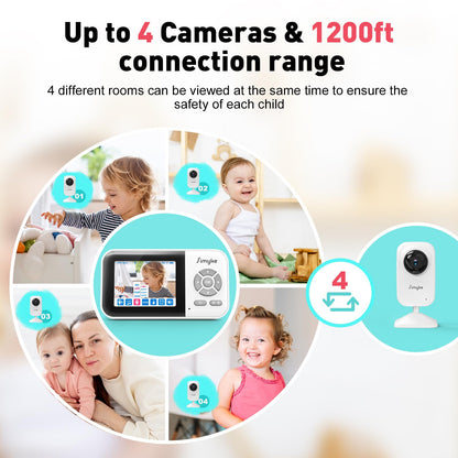 UPDATE: NOW $19.99! Simyke Upgrate Video Baby Monitor,WiFi Baby Camera,2.8" Display and App Control,1200ft Long Range,2 Way Talk,Auto Night Vision,Sound Alert,VOX,Temperature Sensor 5 Lullabies Feeding Remind,Home Use