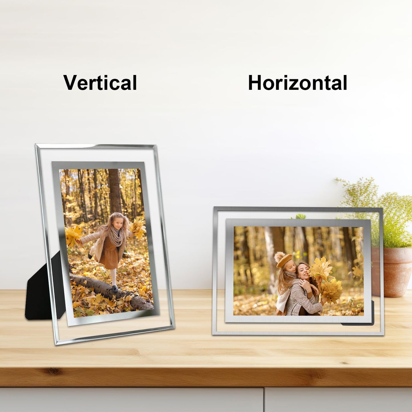 Silver Glass 4x6 Picture Frames Set of 2
