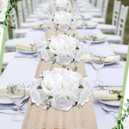 Zeyune 6 Pcs Wedding Centerpiece Table Decorations Artificial Flowers Rose Balls for Centerpieces Gypsophila Hydrangea White Flowers Floral Arrangements for Wedding Birthday Party (Rose Hydrangea)