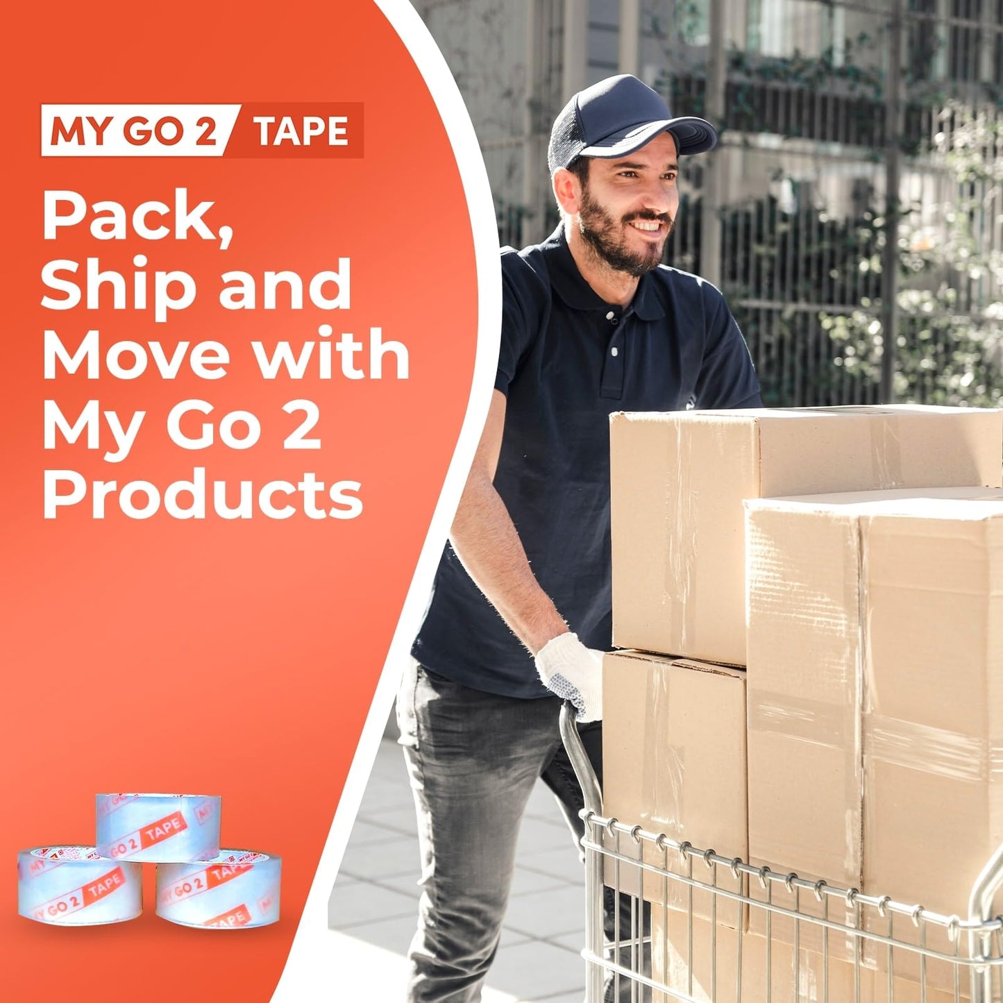 My Go 2 Tape - Packing Tape for Shipping, Mailing, Sealing and Moving, Strong Adhesion Clear Packing Tape Rolls, True 2.30 Mil Thick Shipping Tape with Standard Width, 110 Yard Rolls, 6 Pack