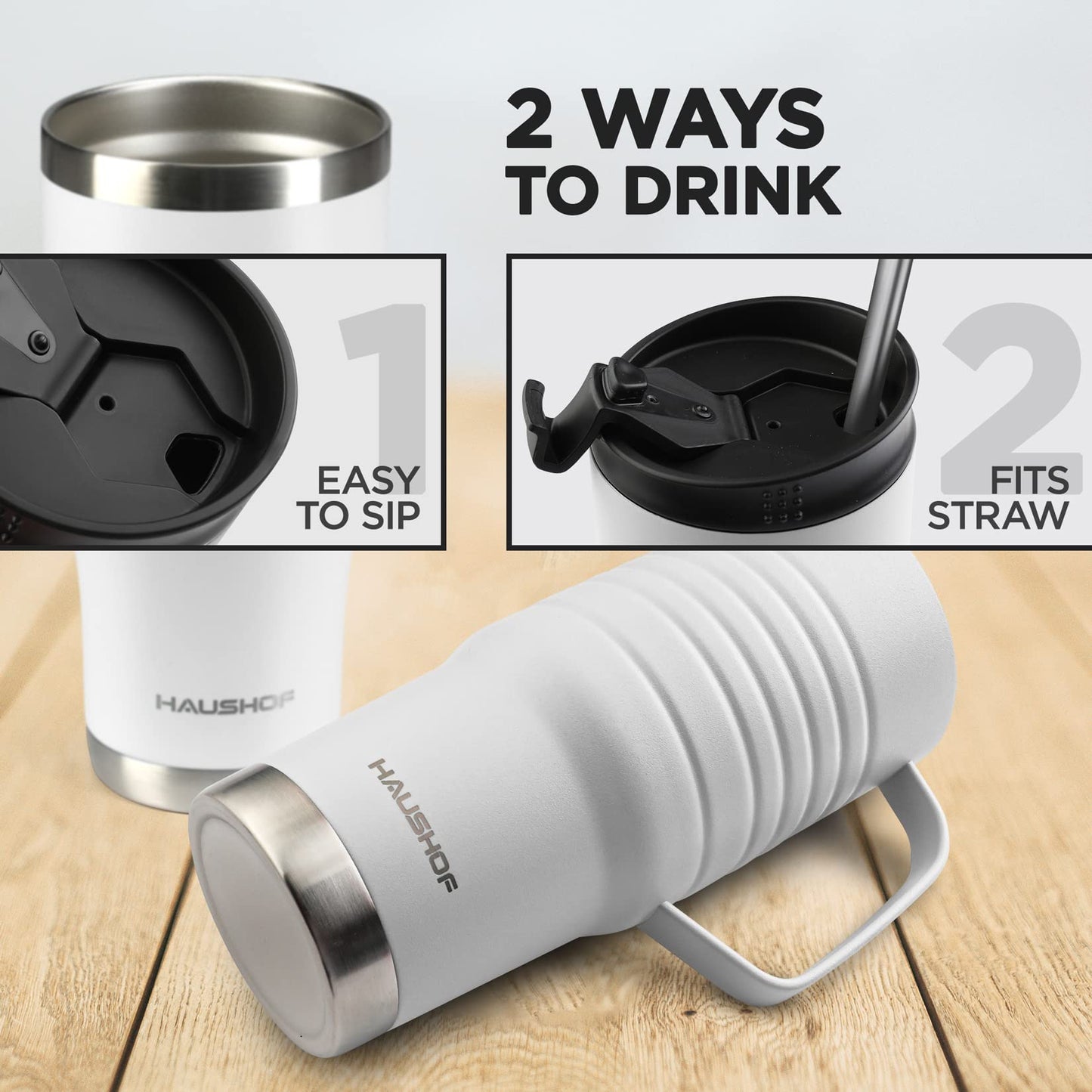 24 oz HAUSHOF Stainless Steel Travel Mug with Handle