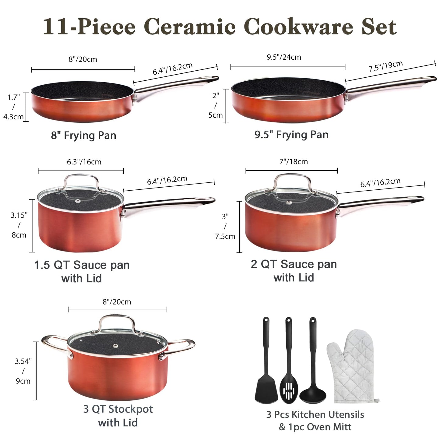 11-Piece Non-Stick Ceramic Cookware Set