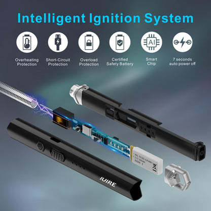 IUIRE Candle Lighter Electric Rechargeable Arc Lighter with LED Battery Display Long Flexible Neck USB C Lighter (Grey)