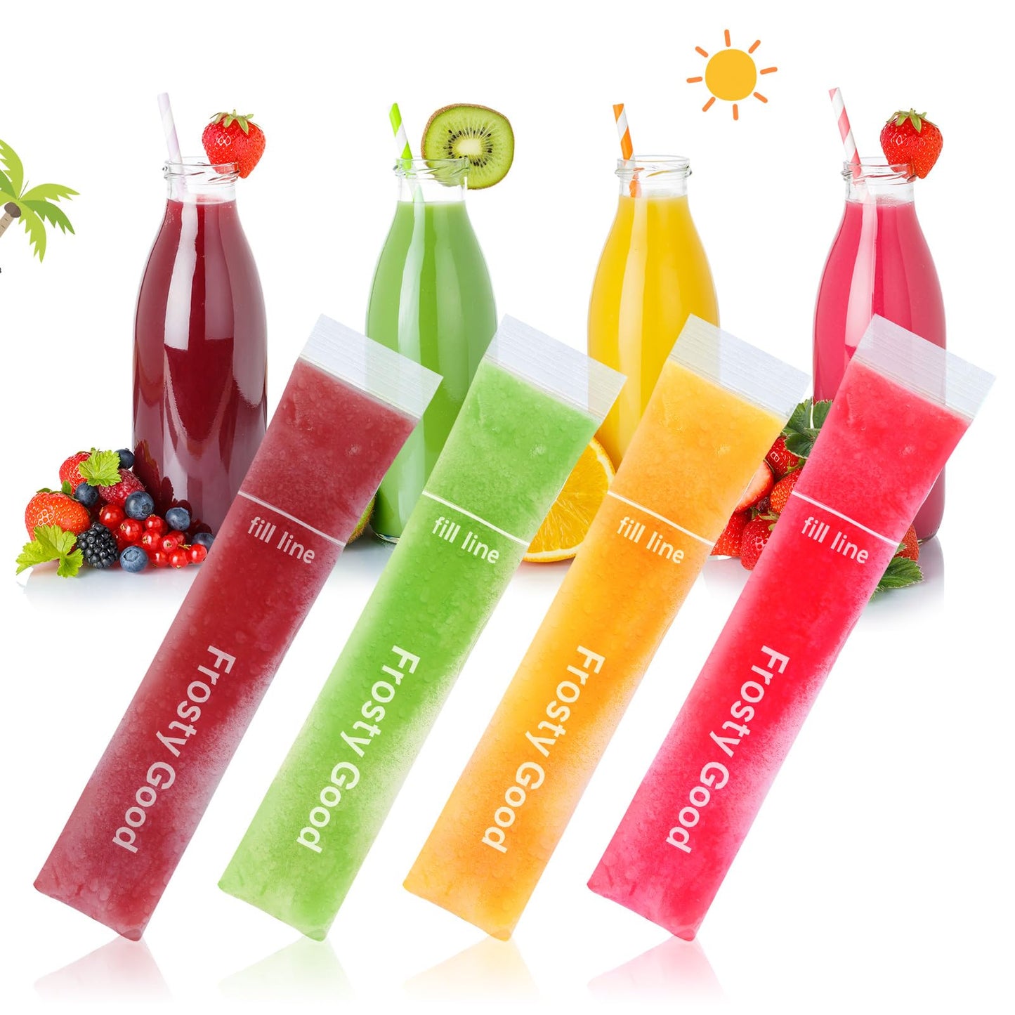 Disposable Ice Pop Mold Bags, BPA-Free, 150 Pack