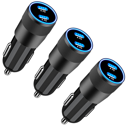 3 Pack USB-C Car Charger Adapter, Fast Charging