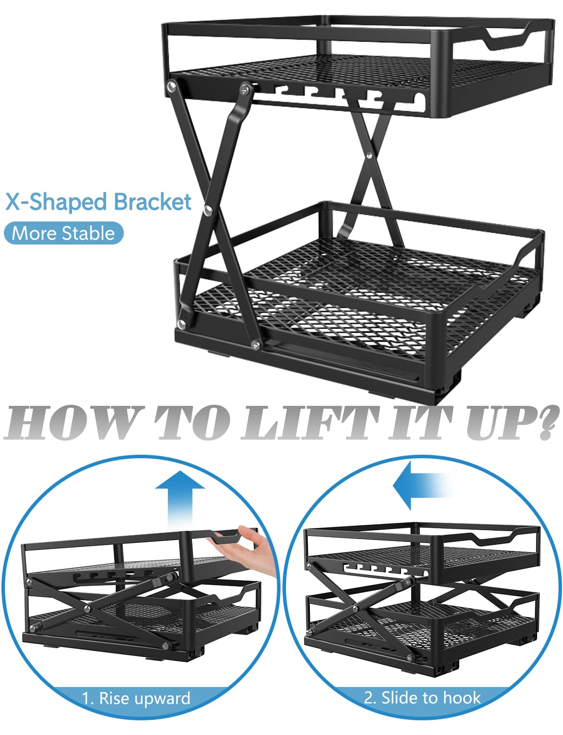 Pull Out Spice Rack Organizer - 2 Tier Metal