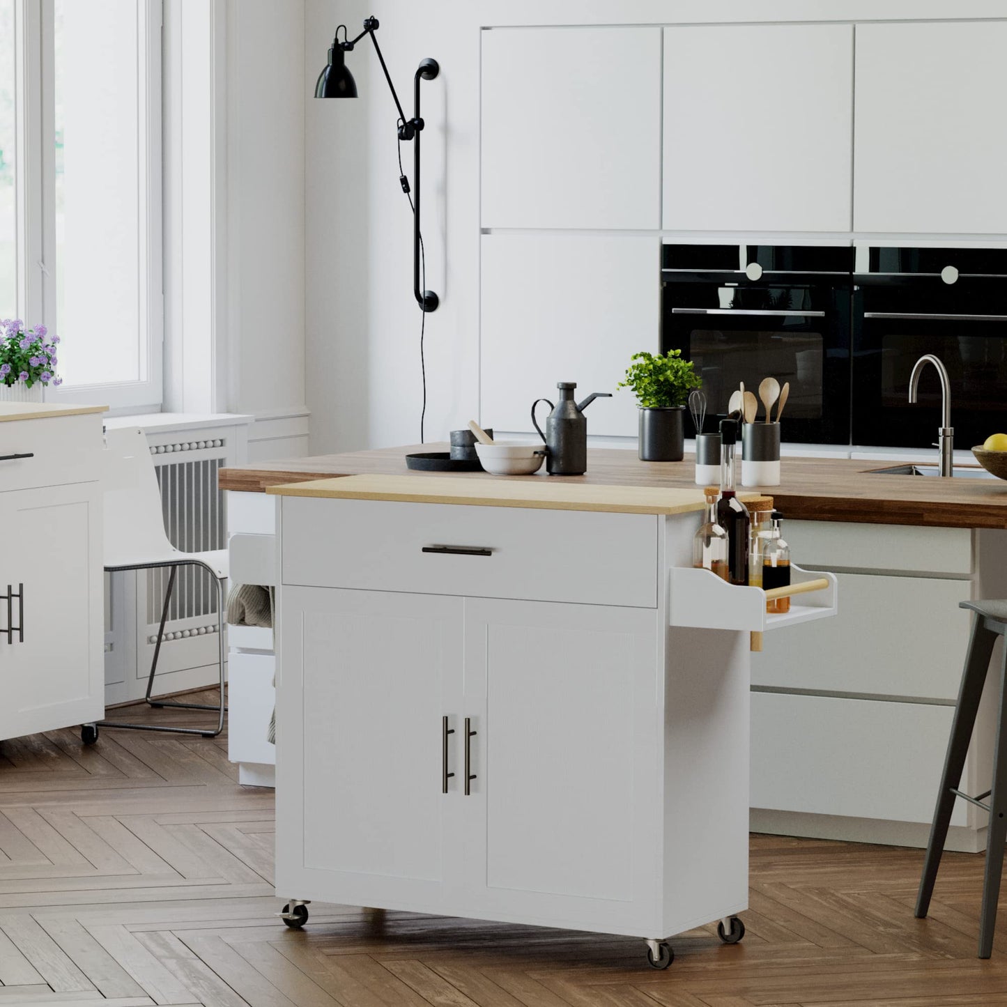 IRONCK Rolling Kitchen Island Cart with Storage